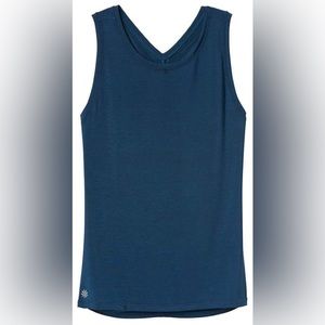 Athleta Aqualuxe Back Scrunch Sleeveless Tank UPF Rashguard in Navy Blue Small